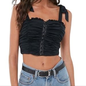 Urban Outfitters Ruched Black Crop Top Size M